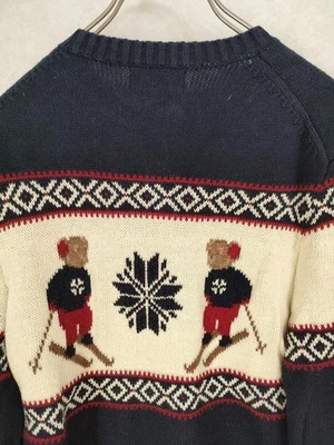 Polo Ralph Lauren Polo Bear Ski Sweater Knit Wool Size S Women