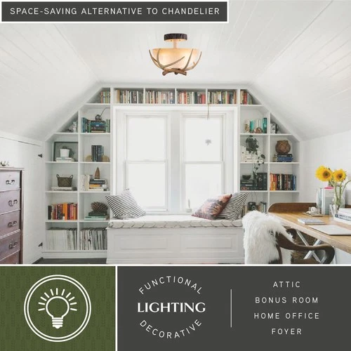 Vaxcel Lighting CF33016 Lodge 3 Light Semi-Flush Indoor Ceiling - Noachian Stone - Picture 7 of 8