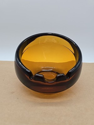 Vintage Viking Lg Orb Sphere MCM Mid Century Amber Glass Cigarette Cigar Ashtray