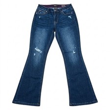 Women's Edgely s by Maurices Slim Boot Jeans 8 Regular Mid Rise Distressed Str