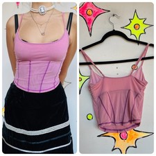 Y2K Lilac Cami Cropped Top Rave Boho Grunge Babydoll Fairy Core Size Small