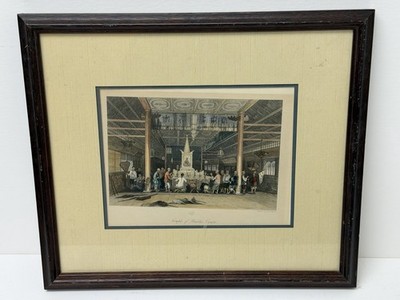 Temple of Buddha, Canton   Hand Colored Engraving Reproduction 