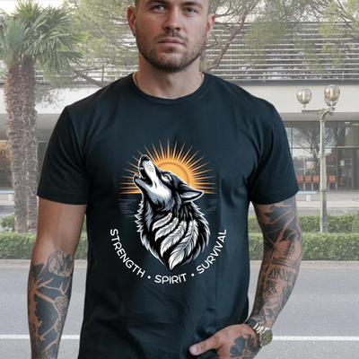 #ad Wolf Spirit Animal Wilderness Graphic Print Soft Casual Unisex Comfort Tee $18.00