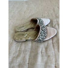 Birdies Songbird Velvet Snow Crystal Champagne Cushion Slip On Slipper Mules 7.5