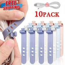 Pack of 10 Silicone Strap Reusable Wire Cable Ties Organizer Holder Cord Clip