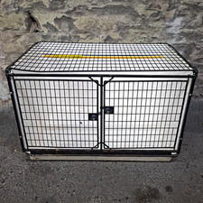 Lintran Hard-Sided Dog Travel Crate L Wire Top Double Front Doors White/Black