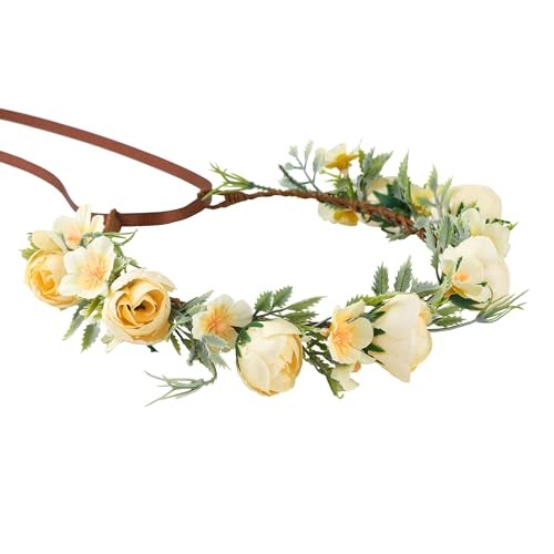 Flower Crown Headband - Fairy Floral Headpiece Renaissance Flower Crown Yellow