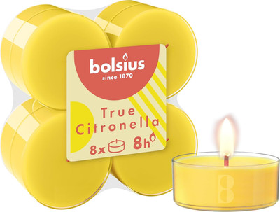Bolsius True Citronella - Maxi Duftteelichter - Citronella - 8 Stück - Brenndaue