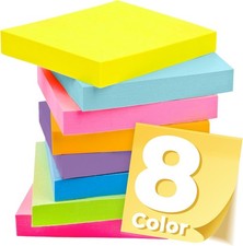 Sticky Notes 3x3 Inches, Bright Colors Self-Stick Pads, Easy to Post for Home, O