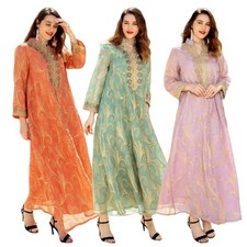 Women Muslims Dress Abaya Robe Middle East Thobe Swing Dress for Party Wedding