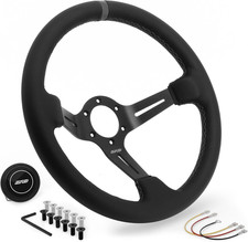 'S Leather Race Steering Wheel / 350Mm Diameter and 75Mm Depth / 6X70Mm Bolt Pat