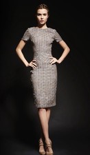 Carolina Herrera Fall 2013 Tweed Minimal Dress Brown/multi Sz 2 Stunning!