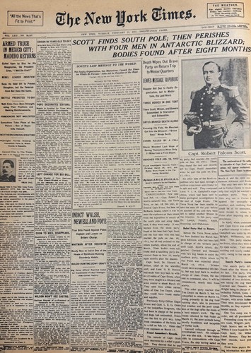 Vintage Scott reaches South Pole NEW YORK TIMES News Article Estate Sale Find