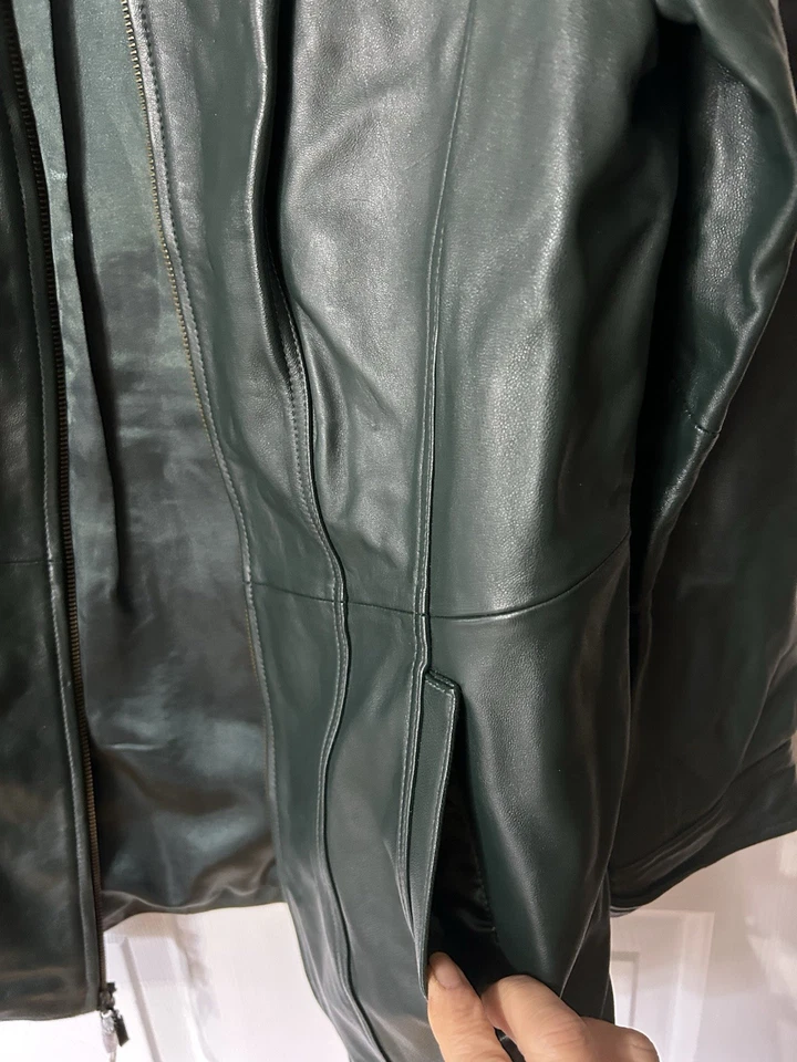 Jaqueta blazer feminina de couro genuíno verde floresta grande denim+empresa D & Co - Imagem 3 de 4