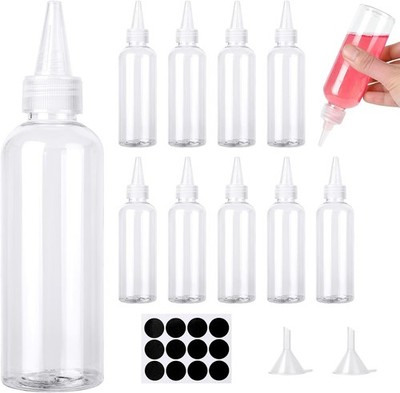 12er Set 60ml Quetschflaschen mit Trichtern und Etiketten - Kunststoff