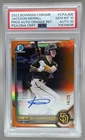 Jackson Merrill 2022 Bowman Chrome Orange Refractor Auto 14/25 PSA 10/10