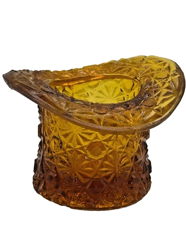 Vintage Fenton Art Glass Daisy and Button Amber Top Hat Vase