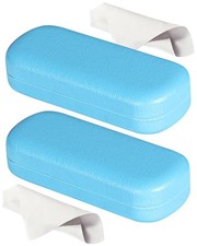 WAWOHERRNS Glasses Case Hard Shell, Eyeglass Case with Cleaning 2pack, Sky Blue