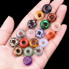 30pcs Mixed Natural Stone Beads Abacus Big Hole Beads 8x14mm DIY Jewelry Making