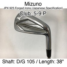 Mizuno JPX 923 Forged Irons (JDM) 5-9.P Iron Set 38" D/G 105 S-200 Right-Handed