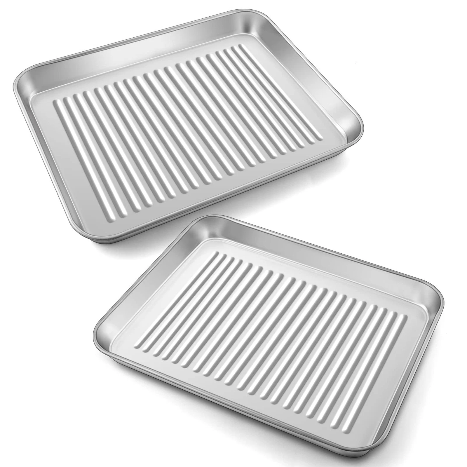10.4 x 8 x 1 Inch Mini Toaster Oven Pan, Stainless Steel Small Baking Pan Ove...