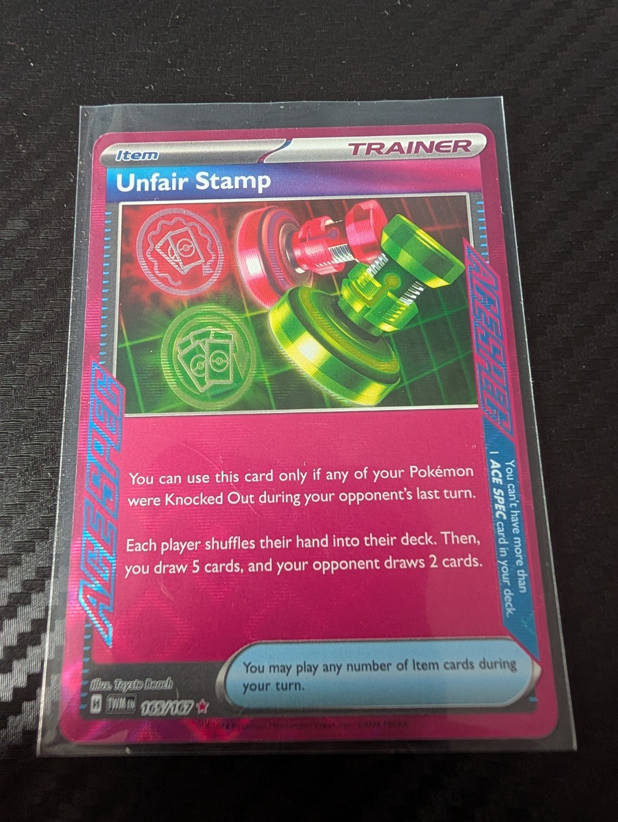 Pokémon TCG Unfair Stamp Trainer Twilight Masquerade Card 165/167 NM/M Condition