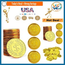 Pirate Gold Coins Set of 100 Plastic Treasure Coins for Party Favors