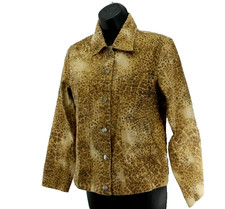 Chico's Design Leopard Print Cotton Jacket Adjustable Band Waist Chico Size 2