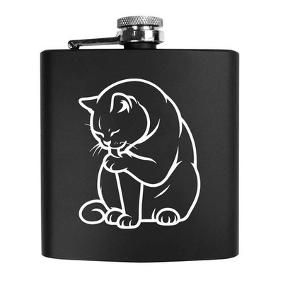 6 Unzen (170 ml) Taschen-Hüftflasche ''Britisch Kurzhaar Katze leckt Pfote'' (HP00040507)