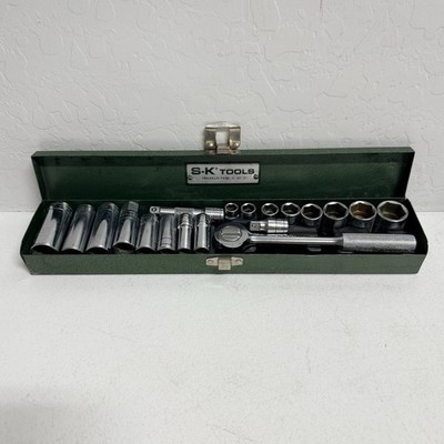 Vintage S-K Tools 3/8'' Drive Socket Set  19 pieces and Case