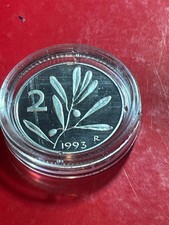 Coin REPUBLIC OF ITALY 1993 2 Lire Proof Mirror Bottom Capsule FDC