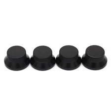 4x Metal Bass Guitar Knobs Hat Shape Flat Top Volume Tone Control Knobs Black