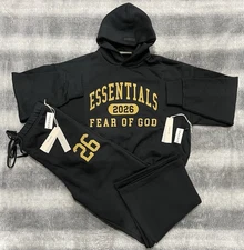 Fear of God Essentials Vintage Black Classic 2 Piece Set FW25 In XLarge