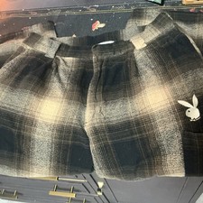 Throwback Playboy by Pacsun Y2K Plaid Pants Brown Tan Cotton Blend Size 30 A18