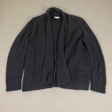 Croft  Barrow Cardigan Sweater Women's Size Large Black Knit Shawl Collar