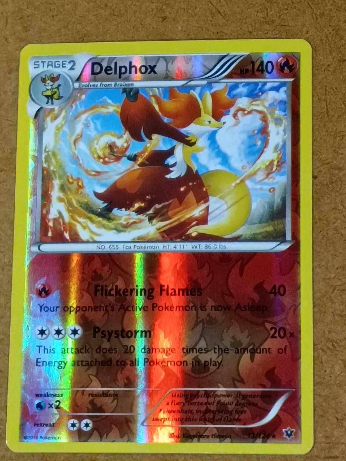 Delphox 13/124 Holo Rare Fates Collide Pokemon Reverse Holo Lightly Played