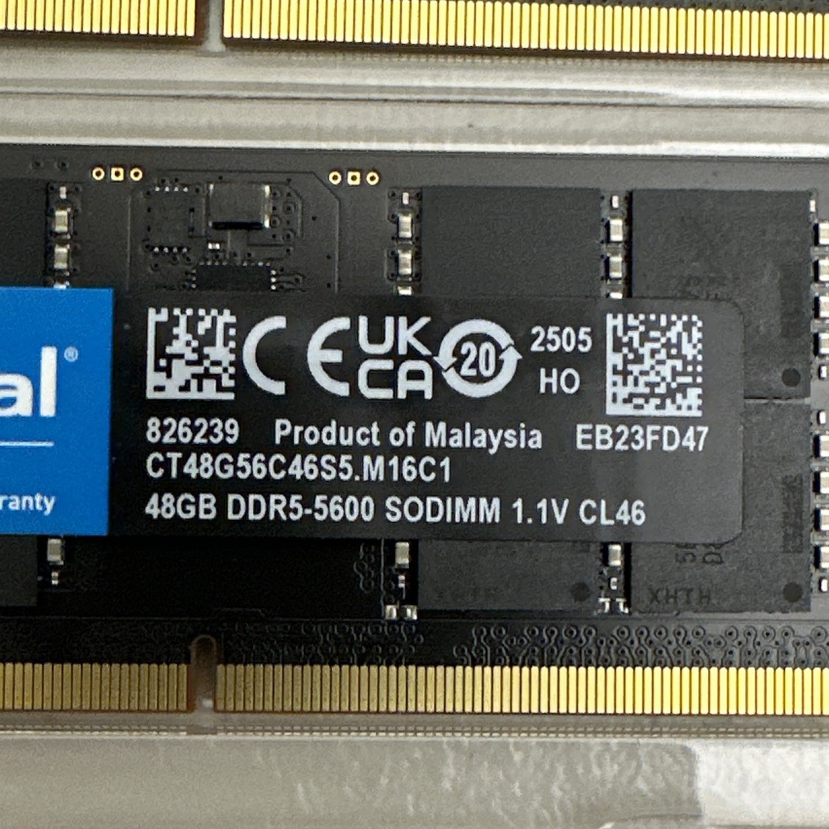 Crucial 96GB (2x48GB) DDR5-5600 Memory Kit, SODIMM, CT48G56C46S5