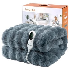 Image of Heated Electric Throw Blanket Plush Faux Fur Fast Heat Auto Shut Off 160x130cm