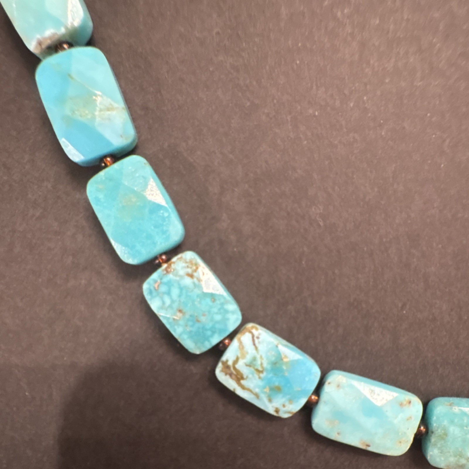CLP Turquoise Rectangular Beaded Necklace Silver … - image 4