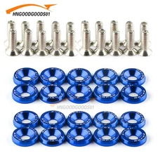 20PCS Blue M6  Fender Bumper Washer Bolt Engine Bay Dress Up Kit Aluminum
