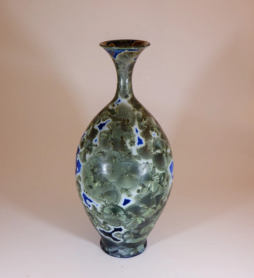 Jarrón de cerámica Isak Isaksson azul y gris esmalte cristalino artista contemporáneo Foto 4 de 4