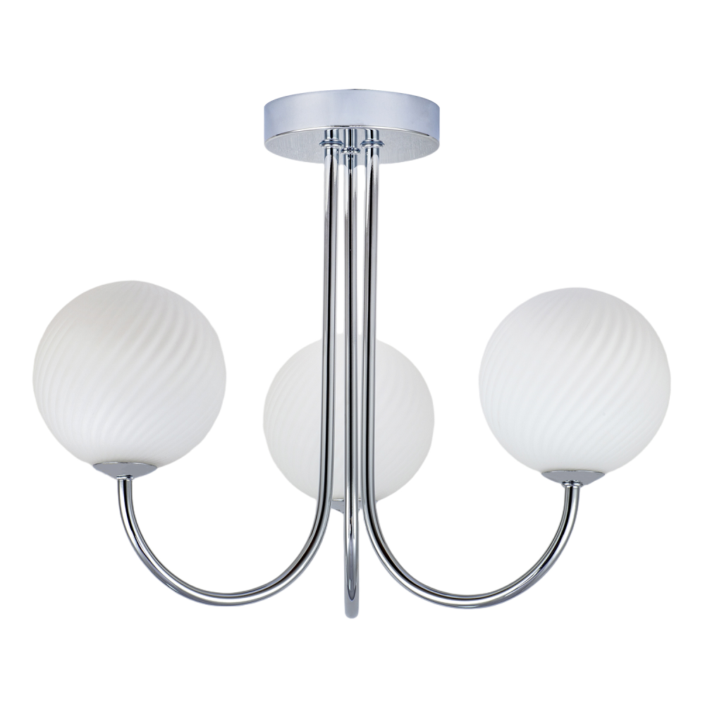 Modern Polished Chrome Plated Ceiling Light Fitting with Swirl Glass by Happy...