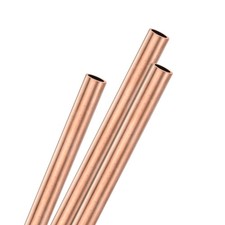 3-Pack Copper Round Tube, 8mm OD 1mm Thick 200mm Length Straight Pipe Tubing
