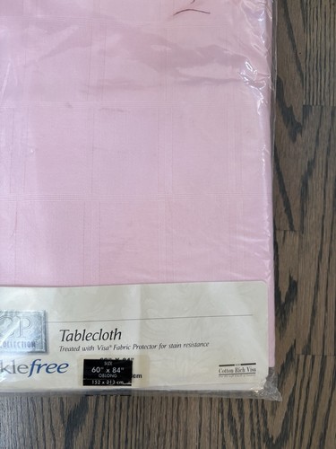New VTG 90s JCP Home Collection Tablecloth Pink 60x84” Wrinkle-free Stain Res. - Picture 3 of 7