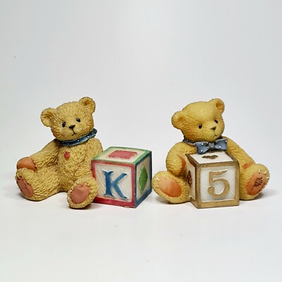  1995/98 Hillman/Enesco Cherished Teddies 2'' Mini 2x ABC BLOCKS Collector/Bären