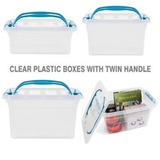 Clear Storage Boxes Plastic Box with Lid Quality Stackable Clip Lids Office Home