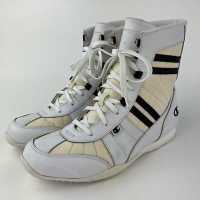 RARE Vintage Champion White Black Striped Mens High Top Training