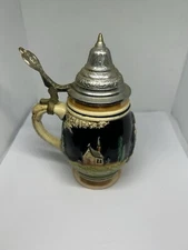 Vintage 1/8 Liter Gerz Lidded Beer Stein, West Germany, 6"