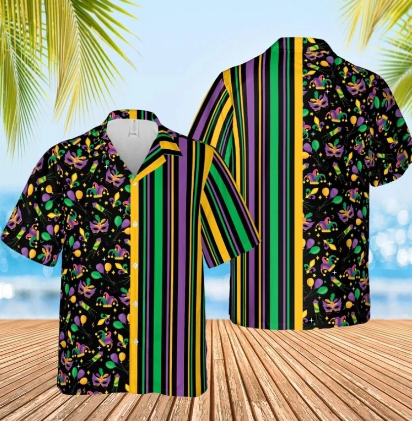 Mardi Gras Carnival Hawaiian Shirt, Mardi Gras Beads Mask