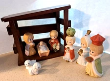 Vintage 1970's Nativity Set 9 Piece Giftco Porcelain Hand Painted  Christmas EUC